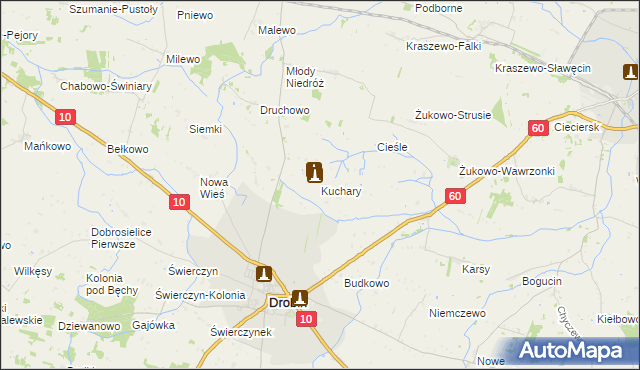 mapa Kuchary gmina Drobin, Kuchary gmina Drobin na mapie Targeo