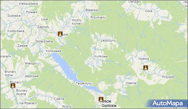 mapa Kunkowa, Kunkowa na mapie Targeo