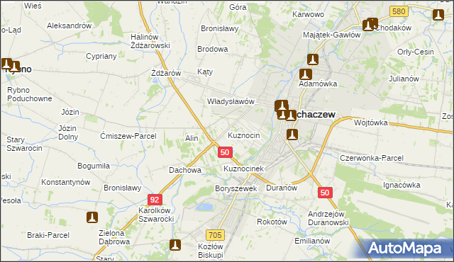 mapa Kuznocin gmina Sochaczew, Kuznocin gmina Sochaczew na mapie Targeo