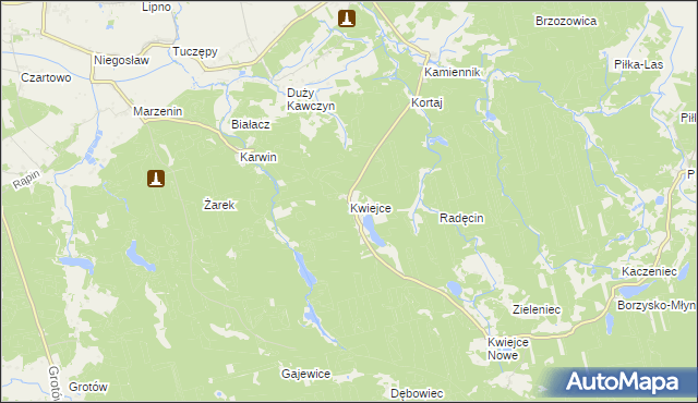 mapa Kwiejce, Kwiejce na mapie Targeo