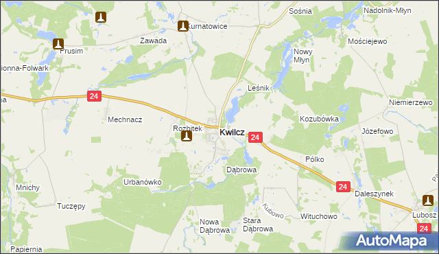 mapa Kwilcz, Kwilcz na mapie Targeo