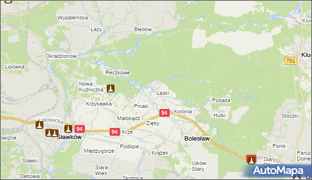 mapa Laski gmina Bolesław, Laski gmina Bolesław na mapie Targeo