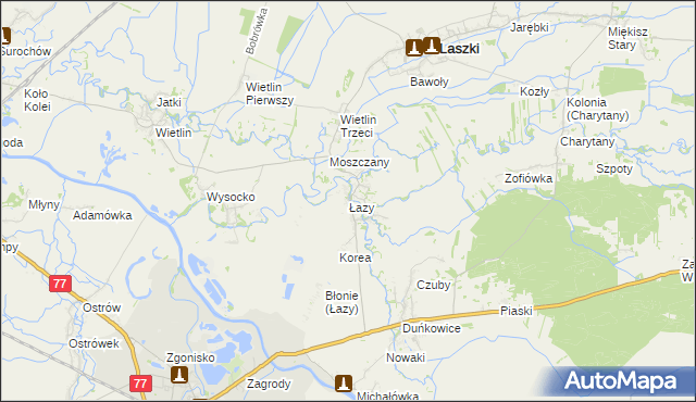 mapa Łazy gmina Radymno, Łazy gmina Radymno na mapie Targeo