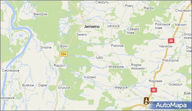 mapa Łazy gmina Wińsko, Łazy gmina Wińsko na mapie Targeo