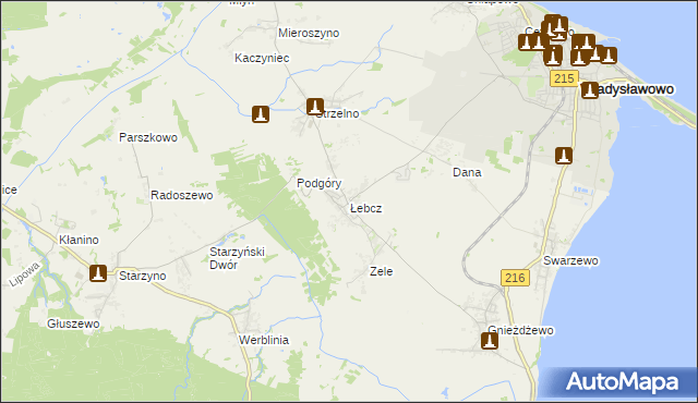 mapa Łebcz, Łebcz na mapie Targeo