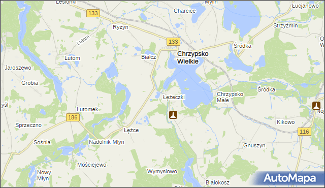 mapa Łężeczki, Łężeczki na mapie Targeo