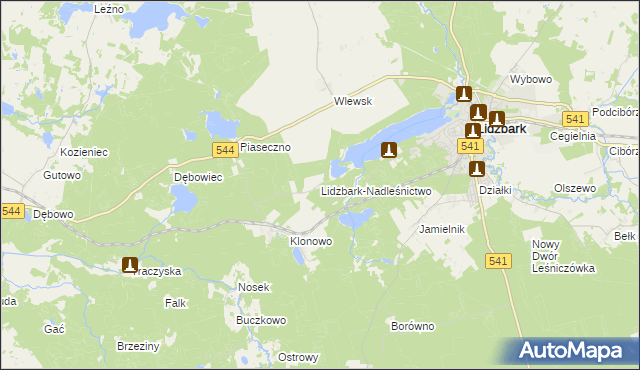 mapa Lidzbark-Nadleśnictwo, Lidzbark-Nadleśnictwo na mapie Targeo