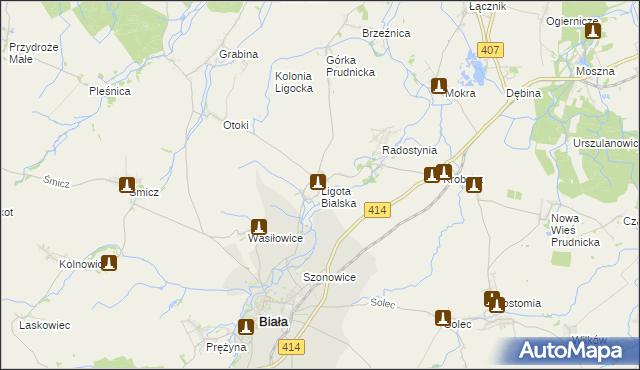 mapa Ligota Bialska, Ligota Bialska na mapie Targeo