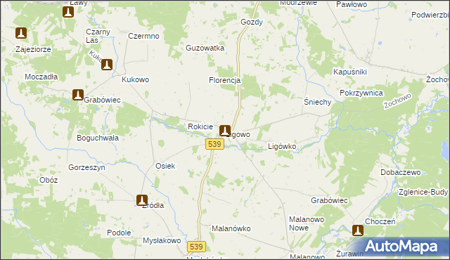 mapa Ligowo, Ligowo na mapie Targeo
