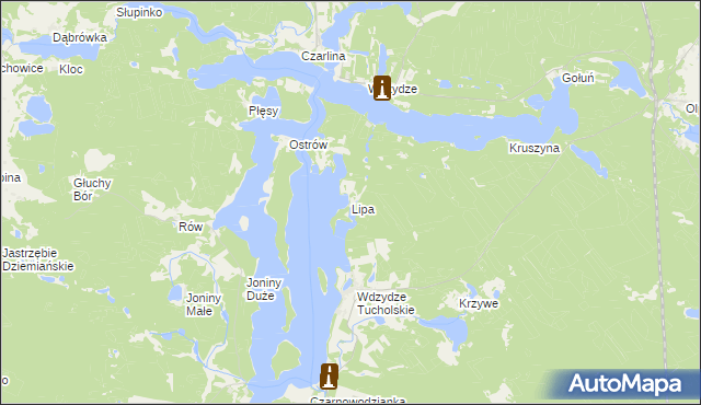 mapa Lipa gmina Karsin, Lipa gmina Karsin na mapie Targeo