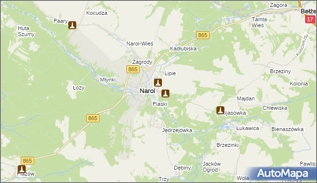 mapa Lipsko gmina Narol, Lipsko gmina Narol na mapie Targeo