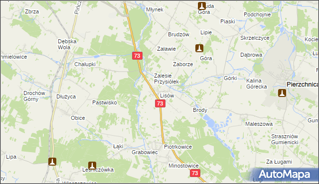 mapa Lisów gmina Morawica, Lisów gmina Morawica na mapie Targeo