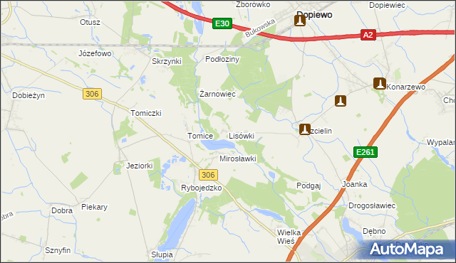 mapa Lisówki, Lisówki na mapie Targeo