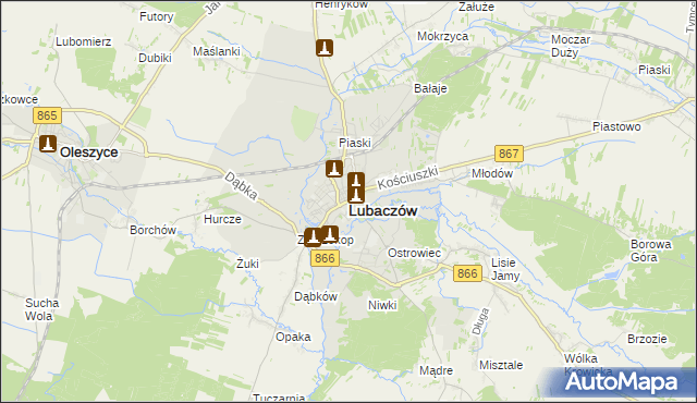 mapa Lubaczów, Lubaczów na mapie Targeo