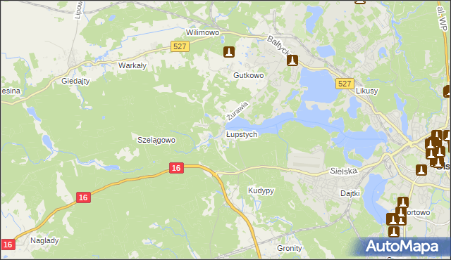 mapa Łupstych, Łupstych na mapie Targeo