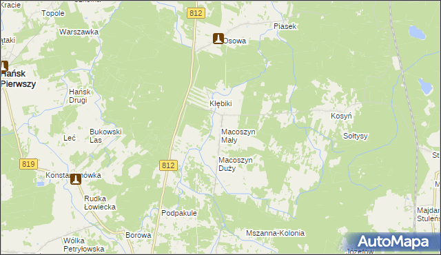 mapa Macoszyn Mały, Macoszyn Mały na mapie Targeo