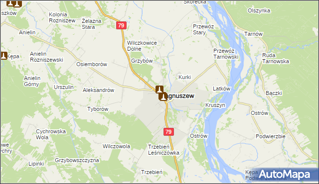 mapa Magnuszew, Magnuszew na mapie Targeo