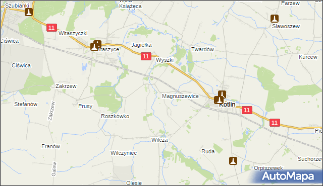 mapa Magnuszewice, Magnuszewice na mapie Targeo