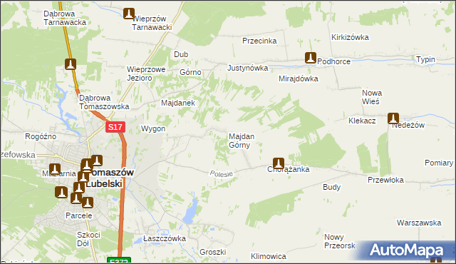 mapa Majdan Górny, Majdan Górny na mapie Targeo