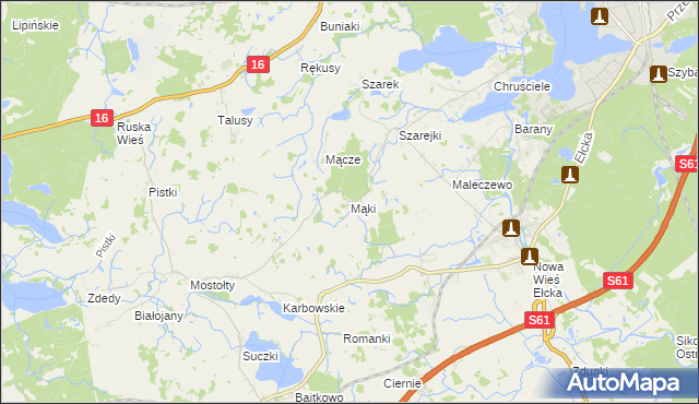 mapa Mąki, Mąki na mapie Targeo