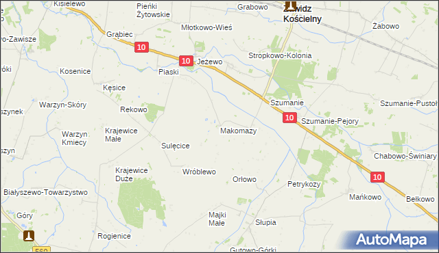 mapa Makomazy, Makomazy na mapie Targeo