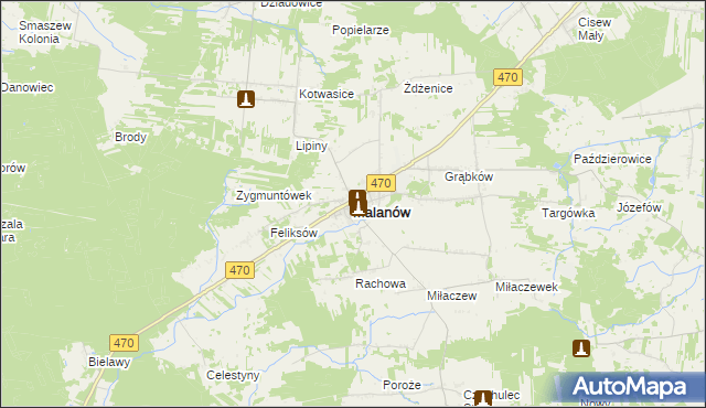 mapa Malanów powiat turecki, Malanów powiat turecki na mapie Targeo