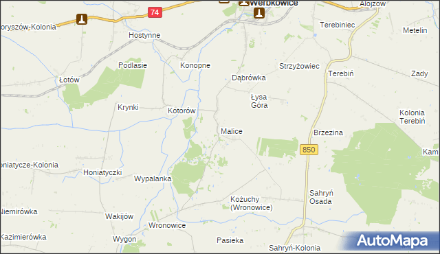 mapa Malice gmina Werbkowice, Malice gmina Werbkowice na mapie Targeo