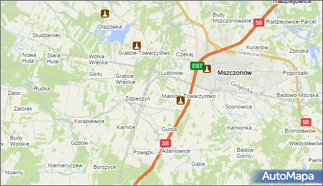 mapa Marków-Towarzystwo, Marków-Towarzystwo na mapie Targeo