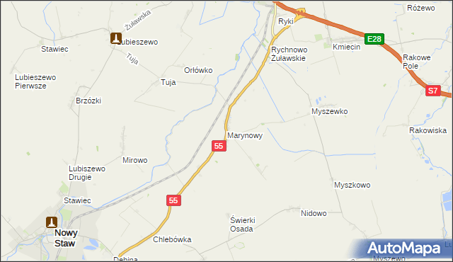 mapa Marynowy, Marynowy na mapie Targeo