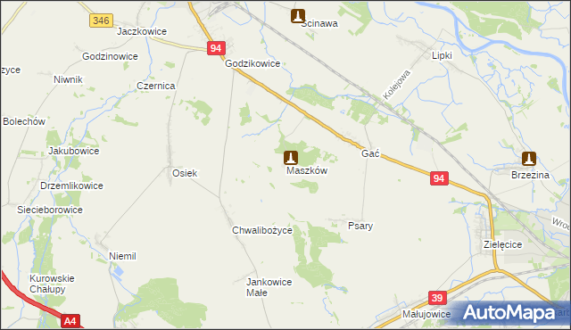 mapa Maszków gmina Oława, Maszków gmina Oława na mapie Targeo