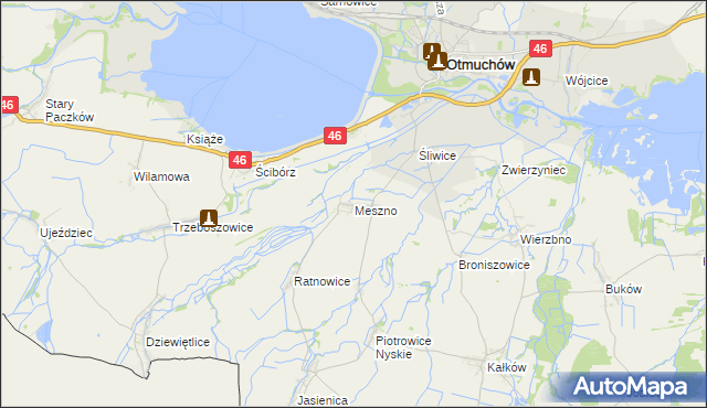 mapa Meszno gmina Otmuchów, Meszno gmina Otmuchów na mapie Targeo