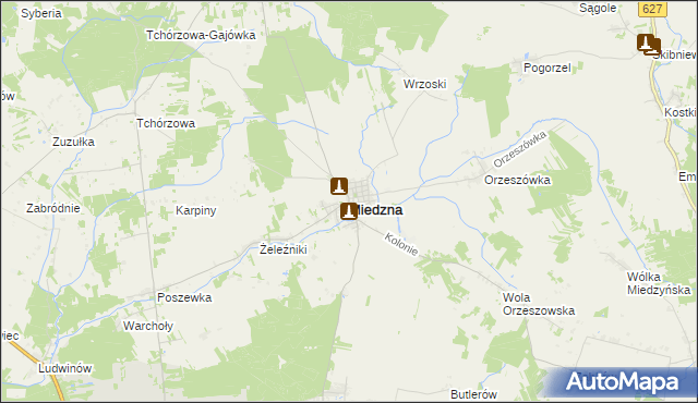 mapa Miedzna, Miedzna na mapie Targeo