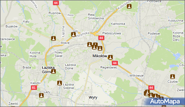 mapa Mikołów, Mikołów na mapie Targeo