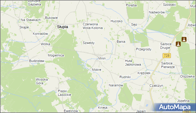 mapa Mnin, Mnin na mapie Targeo