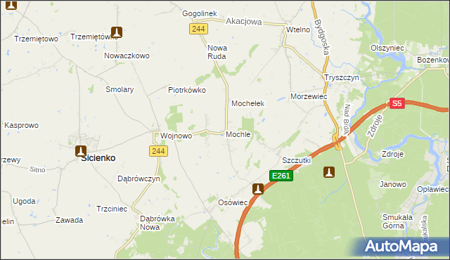 mapa Mochle, Mochle na mapie Targeo