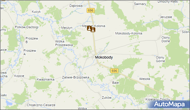 mapa Mokobody, Mokobody na mapie Targeo