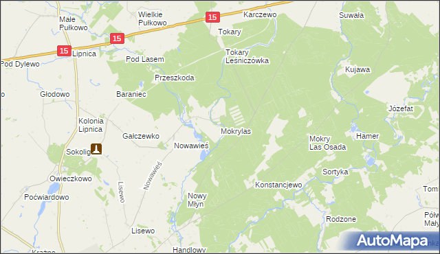 mapa Mokry Las gmina Golub-Dobrzyń, Mokry Las gmina Golub-Dobrzyń na mapie Targeo