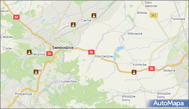 mapa Mokrzeszów, Mokrzeszów na mapie Targeo
