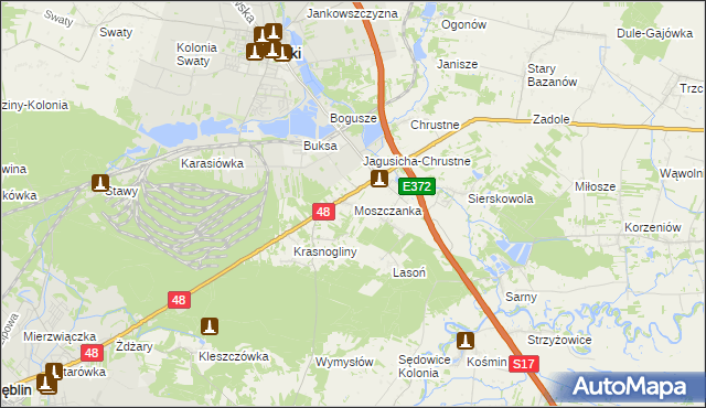 mapa Moszczanka gmina Ryki, Moszczanka gmina Ryki na mapie Targeo