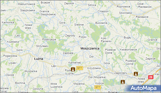 mapa Moszczenica powiat gorlicki, Moszczenica powiat gorlicki na mapie Targeo