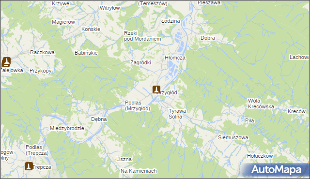 mapa Mrzygłód gmina Sanok, Mrzygłód gmina Sanok na mapie Targeo