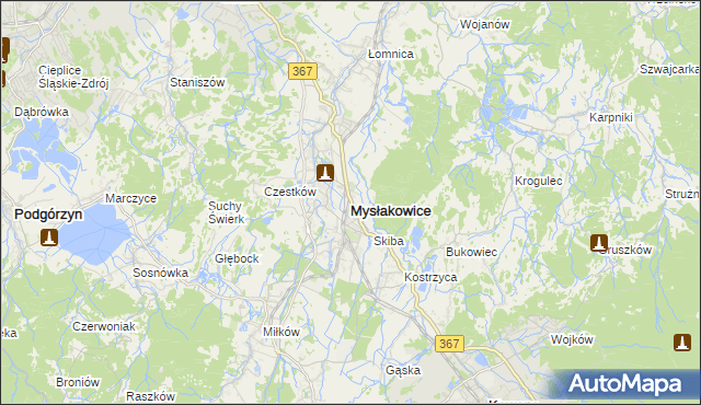 mapa Mysłakowice, Mysłakowice na mapie Targeo