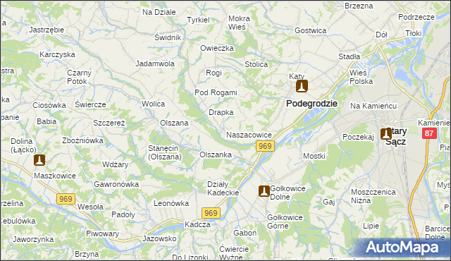 mapa Naszacowice, Naszacowice na mapie Targeo