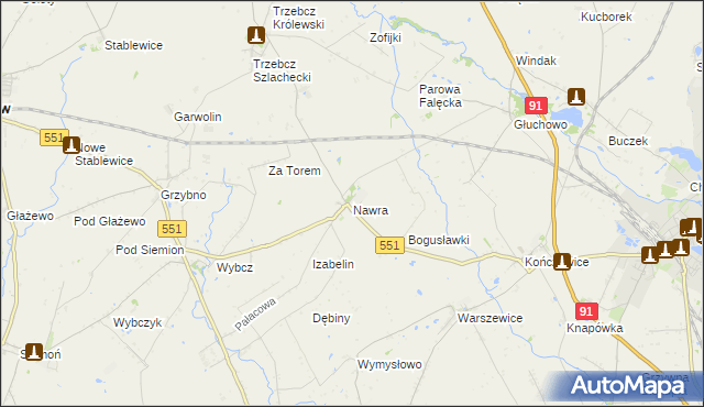 mapa Nawra gmina Chełmża, Nawra gmina Chełmża na mapie Targeo