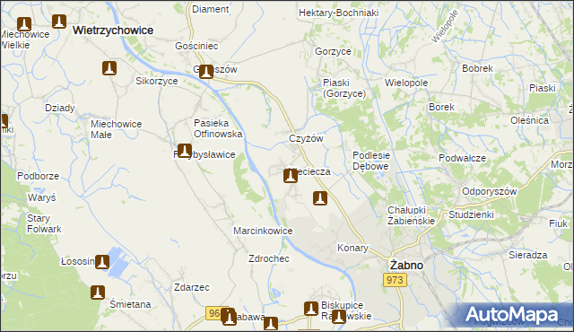 mapa Nieciecza, Nieciecza na mapie Targeo