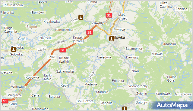 mapa Nieledwia, Nieledwia na mapie Targeo