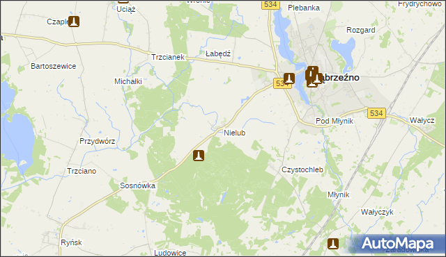 mapa Nielub, Nielub na mapie Targeo
