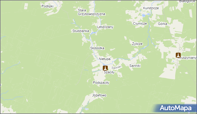 mapa Nietupa, Nietupa na mapie Targeo