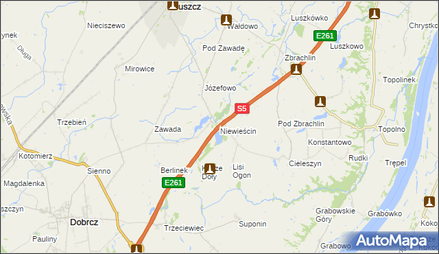 mapa Niewieścin, Niewieścin na mapie Targeo