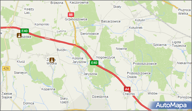 mapa Nogowczyce, Nogowczyce na mapie Targeo